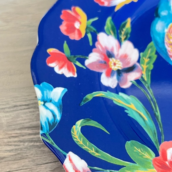 Pier 1 Peacock Luncheon Salad Plates 8.5” Floral Scalloped Edge - Picture 3 of 7